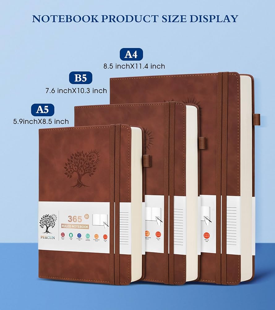 Amazon.com : A5 Lined Journal Notebook - 365 Page Leather
